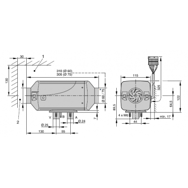 Автономный отопитель Eberspacher Airtronic D2 (12В) с монтажным комплектом